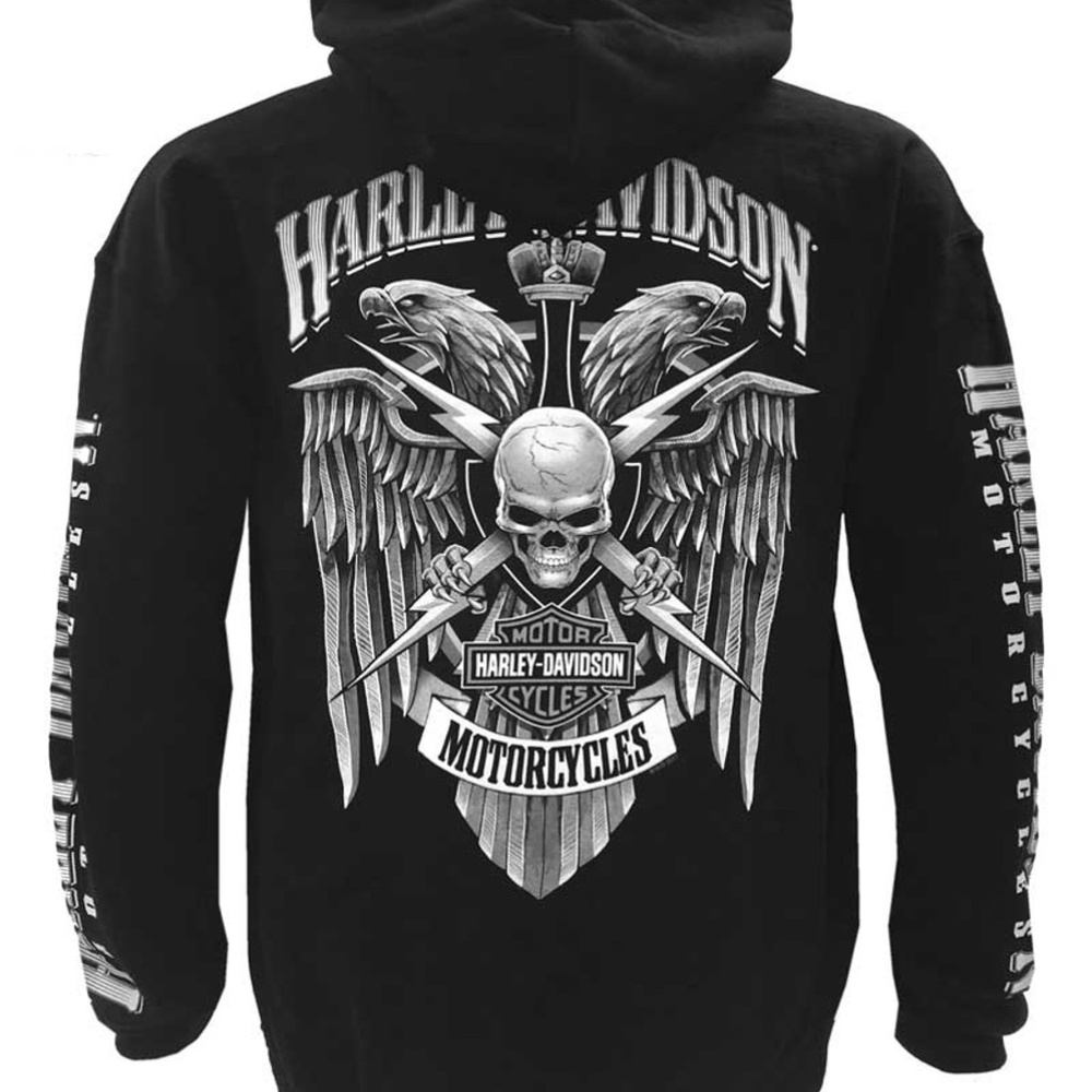 Harley-Davidson Men's Lightning Crest Pullover Hooded Sweatshirt - Picture 2 of 10